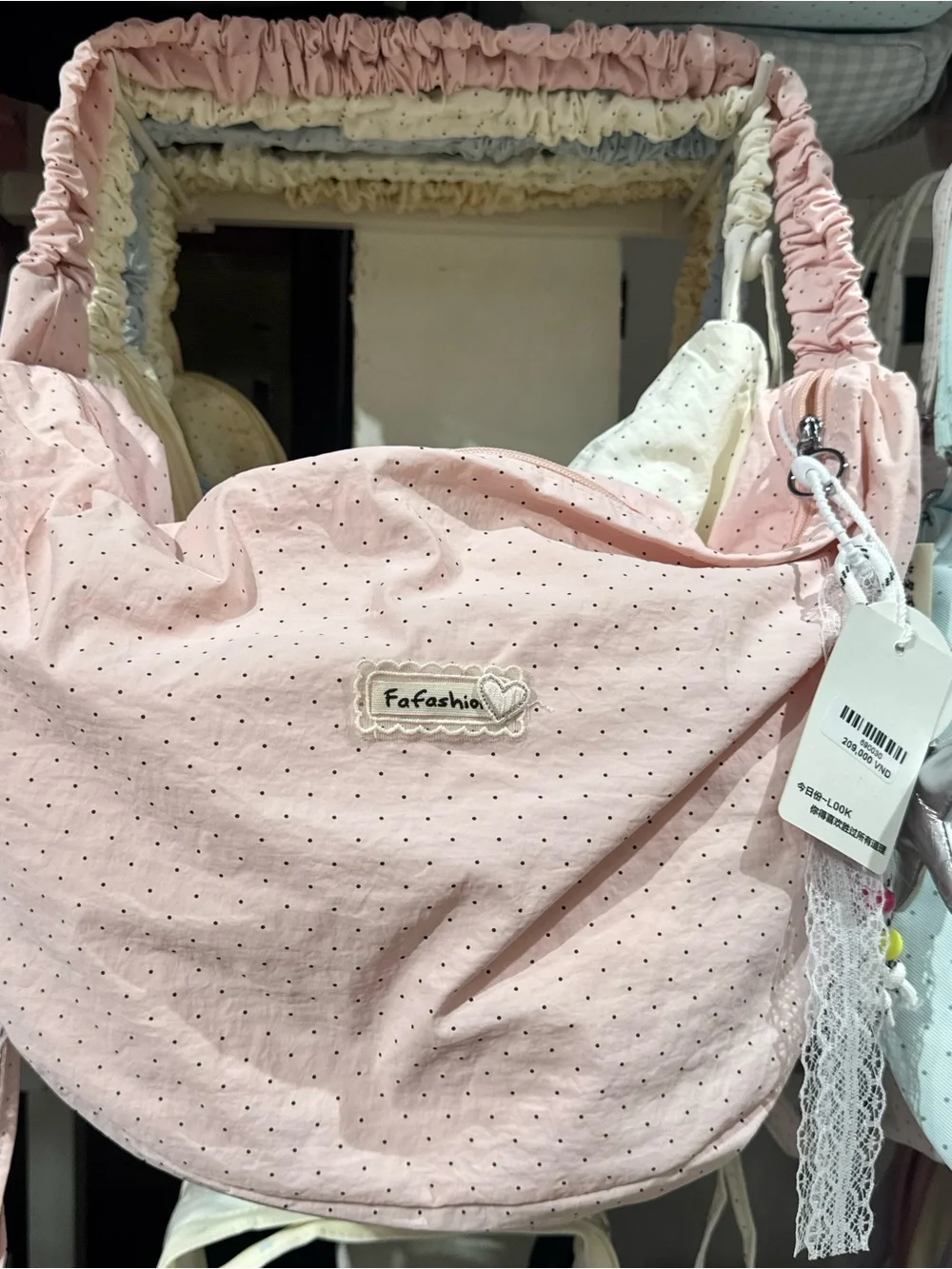 Pink Polka Dot Baby Bag - Soft Pastel Carryall